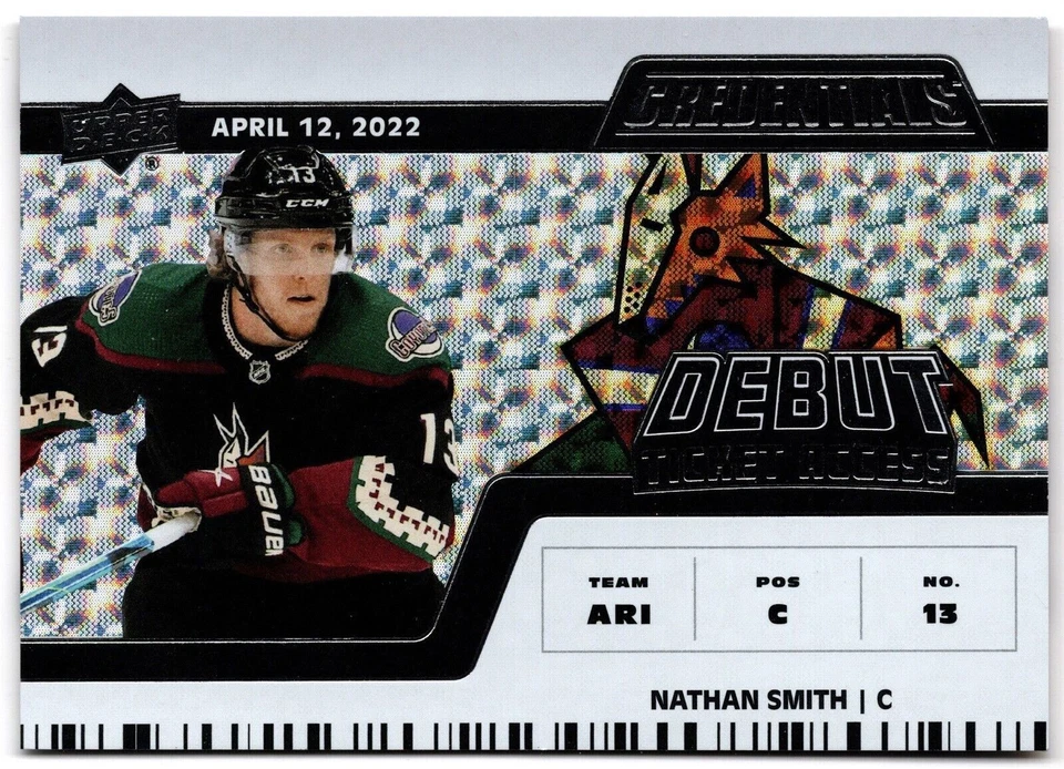 2022-23 UD Credentials Horizontal Debut Ticket Access NATHAN SMITH #108 #/999 RC - Image 1 of 1