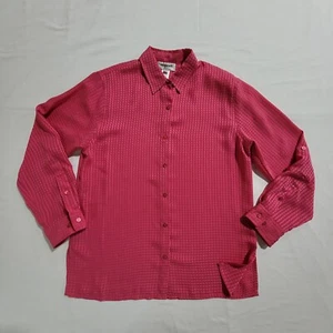 Womens Easy Spirit Pink Medium Blouse Button Up Long Sleeve 100% Polyester Slit - Picture 1 of 6