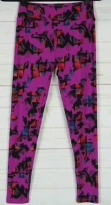 Lularoe Leggings Purple & Black with Multi Color Size One Size New - Picture 1 of 3