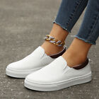 Ladies Womens Slip On Casual Low Top Canvas Sneakers Comfy Walking Flats Shoes