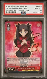 Weiss Schwarz Fate/Stay Night Invitation to London Rin SP PSA 10 Eng Gold Sig - Bild 1 von 4