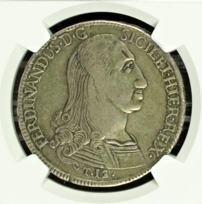 1796 NdOV SICILY FERDINAND I SILVER 12 TARI DAV-1424 NGC VF25 - Image 1 of 4