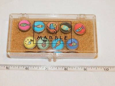Marble Push Pins "Go Fish" Set of 9 Great for Photos, Notes, Invitations Etc. - Image 1 of 4