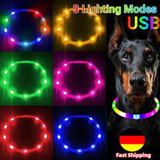 Leuchtende LED Hundehalsband Beleuchtung Haustier Halsbände Nacht Sicherheit USB