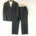 Calvin Klein Womens 2 Pc Suit Set 18W Blazer Jacket Pants Gray Stripe Career