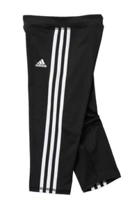 Adidas Big Girl's Black White 3 Stripe Capri Pants Athletic Climalite S/M/L/XL - Picture 1 of 1