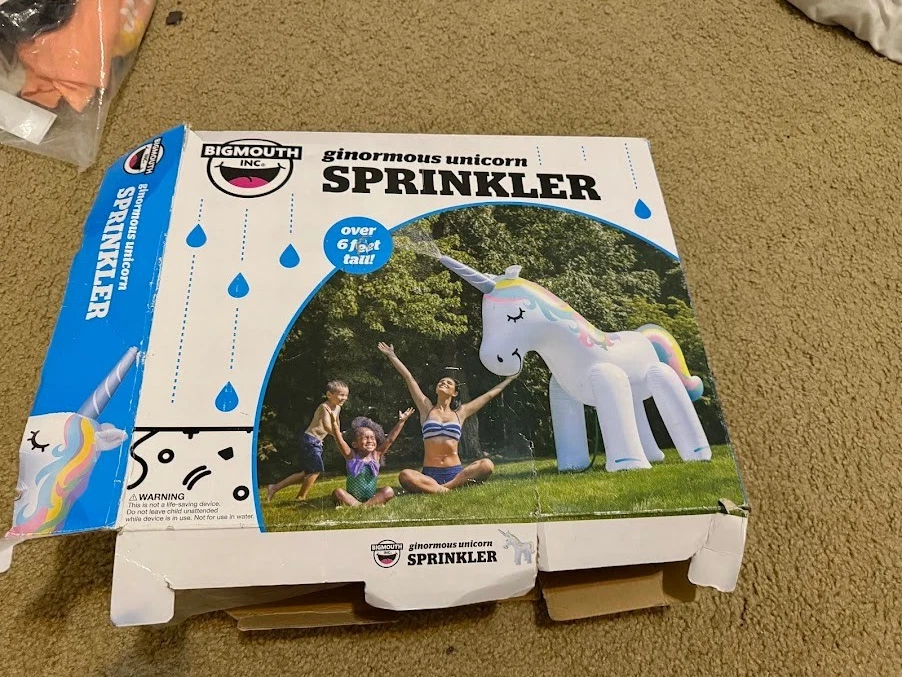 Aspersor mágico inflable gigante BigMouth Inc Unicornio patio, caja dañada nuevo Foto 1 de 1