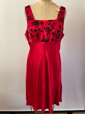 Vintage Y2K Be Smart Red Goth Dress Dark Romance Velvet Rose Babydoll Dress L - Image 1 of 4