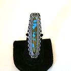 Stainless steel silver tone faux turquoise finger ring Multiple sizes