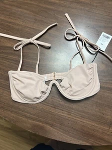 Shade & Shore Damen 32B Bikini Oberteil hellbraun Schulter zum Binden gerafft Bügel - Bild 1 von 3