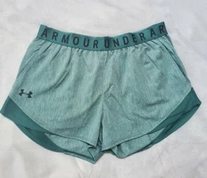 M Women's Under Armour Play Up 3.0 Twist Shorts Saxon Green New with Tags - Picture 1 of 8