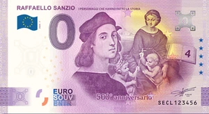 0€ ZERO EURO SOUVENIR BANCONOTA UFFICIALE ITALIA 2020 - RAFFAELLO SANZIO - Picture 1 of 1