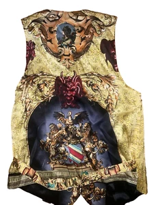 VINTAGE CREME DE SILK VEST GREEK WARLOCK MULTI-COLOR  BAROQUE SIZE SMALL/MEDIUM - Picture 1 of 3