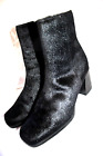 Amanda Smith vintage 1990's goth boots chunky black genuine fur 8.5 M square toe