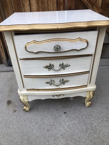Vintage nightstand Hollywood Regency French Provincial Rare Nightstand 70s Cover