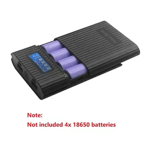 Black DIY Power Bank Case LCD Display 4 Slot 18650 Battery Charger Storage Box - Picture 1 of 15