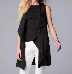 Simply Vera Vera Wang Women's Black Flyaway Vest (WV31Z110RS3) Size XS - NWT - Picture 1 of 3
