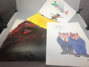 3 poster JANOSCH stampa artistica orso, maiale. 62x50 cm - Foto 1 di 11