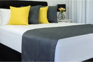 Newington Charcoal Runner & Cushion Set - Single/King Single| Bnb Supplies - Picture 1 of 2
