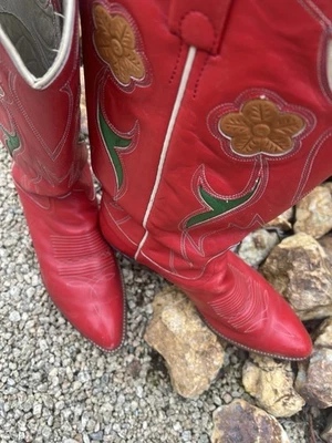 RARO VINTAGE RALPH LAUREN Selene VERMELHO Botas de Cowboy 2169 Feminino 81/2C Ótimo Look - Imagem 1 de 4