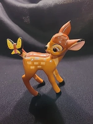  Disney Bambi with Yellow Butterfly on Tail Ceramic Figurine Flawed  - Image 1 of 4