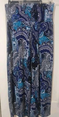 Pantalones Bobby Brooks Piernas Anchas Estampado PAISLEY en Tonos de Azul Talla XL Campanas Parte Inferior Foto 1 de 4