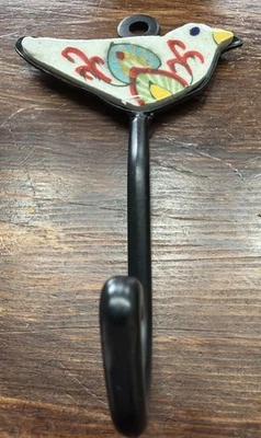 Hand painted Tile Bird-Shaped Metal Wall Hook Full Art 4 3/4” - Image 1 of 4