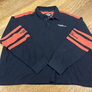 Vintage Harley-Davidson Rugby Polo Long Sleeve Shirt Large Embroidered 4XL - Picture 1 of 12