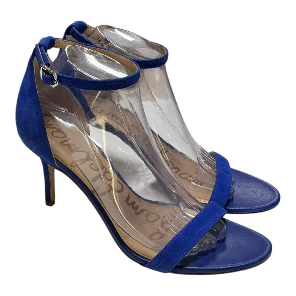 Sam Edelman Sandals Womens 9 Blue Patti Suede Ankle Strap Stiletto Heels - Image 1 of 4