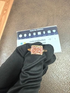 2.00 Radiant Lab Grown Diamond Ring IGI Certify Fancy Vivid Pink VS1 14 KT Gold - Picture 1 of 13