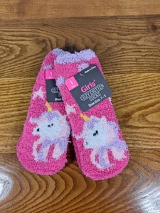 Girl's Cozy Critter Socks Pink Unicorn Size 7-3, 2 Pair - Picture 1 of 4