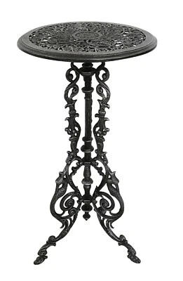 AUBAHO Mesa de jardín hierro 72cm mesa mesa auxiliar estilo antiguo color plata-negro
