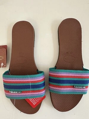 Sandalias Havaianas You Malta Mezcla Rayas Coloridas Slide talla 7/8 Foto 1 de 4