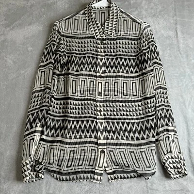 Equipo Mujer Top Mujer S Abstracto Art Deco 100% Seda Geométrico Transparente Oficina Foto 1 de 4