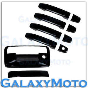 14-15 Chevy Silverado 1500 Gloss Black 4 Door Handle+Tailgate w/keyhole Cover - Picture 1 of 1