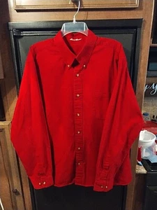 Eddie Bauer Button Up Shirt Mens Sz XL Red Long Sleeve 100% Cotton - Picture 1 of 8