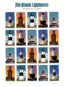 2020 Mid-Atlantic Lighthouse Forever Self-adhesive Stamps Sheet Brand New - Picture 1 of 2