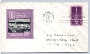 #852 Golden Gate International Exposition on the Henry Ioor cachet - Picture 1 of 1