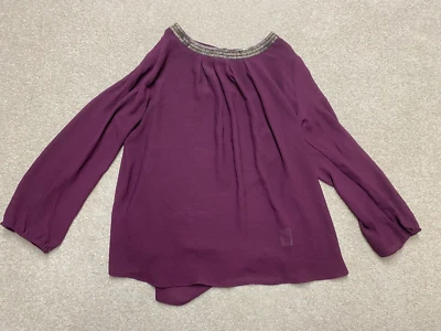Meraki Purple Blouse Size UK Medium Chiffon Mesh Top Women's - Image 1 of 4