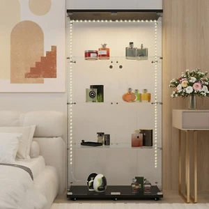 Tempered glass display cabinet, wine cabinet,storage cabinet with Bluetooth LED - Picture 1 of 40