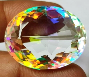 63.25 Ct. Large Mystic Topaz Bi- Color Oval Cut Loose Gemstone @Birthday Gift - Picture 1 of 8