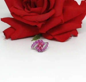 Sterling Silver NWOT  BBJ Lab Created Pink Topaz Ring Size 8 5.43g CAT CHARITY - Picture 1 of 2