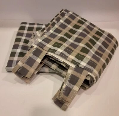 Loop Top Plaid Curtains Masculine 80" w/ 3.75" loops x 2 - Image 1 of 4