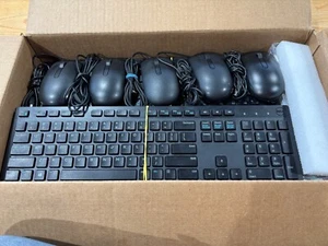 Lot of 5 Dell USB Wired Black Keyboards & Mouses-You get 5 of each-Dell brand - Picture 1 of 2