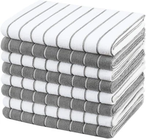 Pack de 8 toallas de cocina diseñadas a rayas plato suave y súper absorbente 18 x 26 pulgadas - Imagen 1 de 6