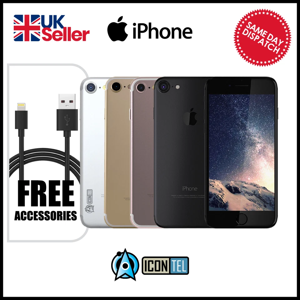 Apple iPhone 7 32GB/128GB Black Silver -Grade A+Pristine Condition 1 YR Warranty - Image 1 of 4