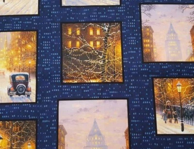 City Lights BTY Abraham Hunter P&B Textiles Street Scenes Blocks Navy - Image 1 of 3