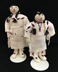 Set Of 2 Dolls Northern Plains First Nations Native Tanned Leather Beadwork
