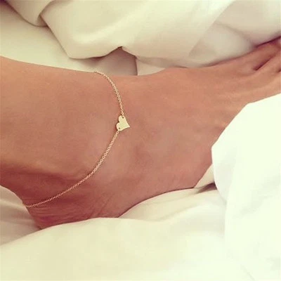 Heart Anklet Bracelet Foot Chain Beach Summer Jewelry Adjustable Ankle Bracelet - Image 1 of 4