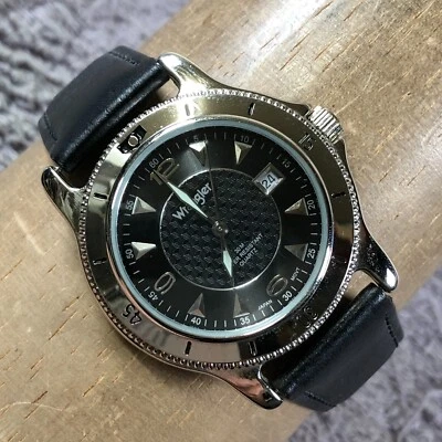 Мужские кварцевые аналоговые часы Wrangler Hero 91632 Dress Date черная кожа 38 мм 8 3/4 дюйма - Изображение 1 из 4